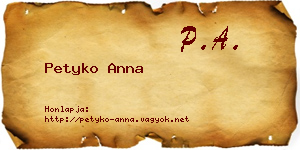 Petyko Anna névjegykártya